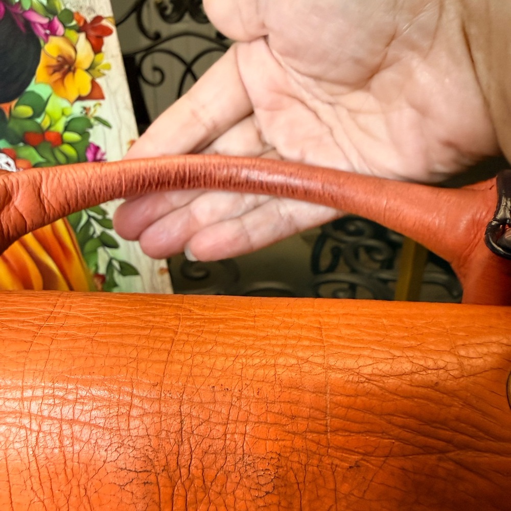 MCM Coral Satchel with Gold Bow Accent - Picture 7 of 15